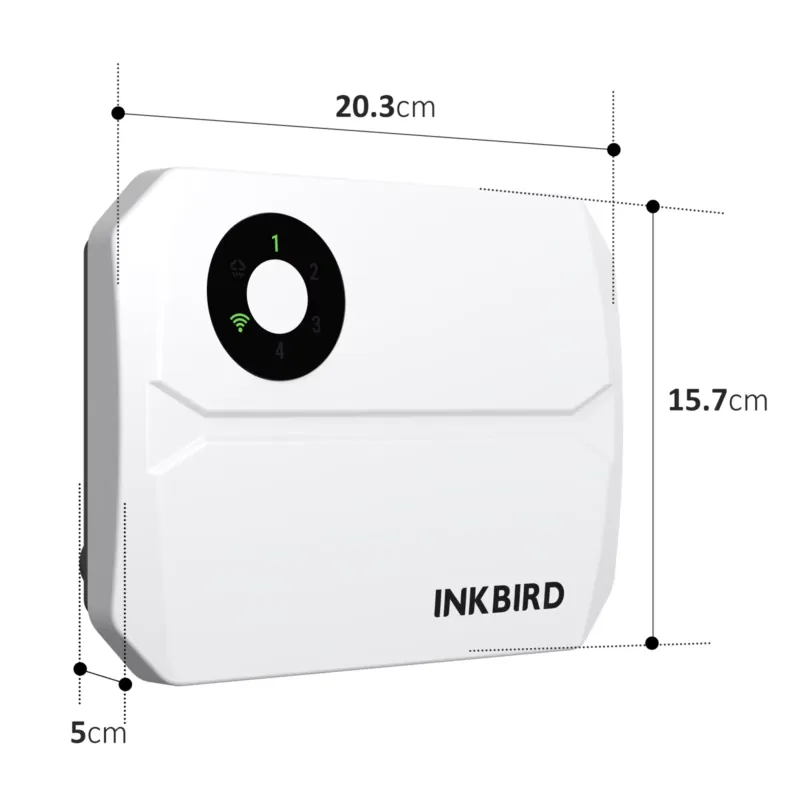 Smart Garden Zone - Inkbird IIC-400-WIFI 4ゾーンスマートスプリンクラーコントローラー、スマートウェザースキップ機能付き、芝生・庭・中庭用の水計算機能搭載