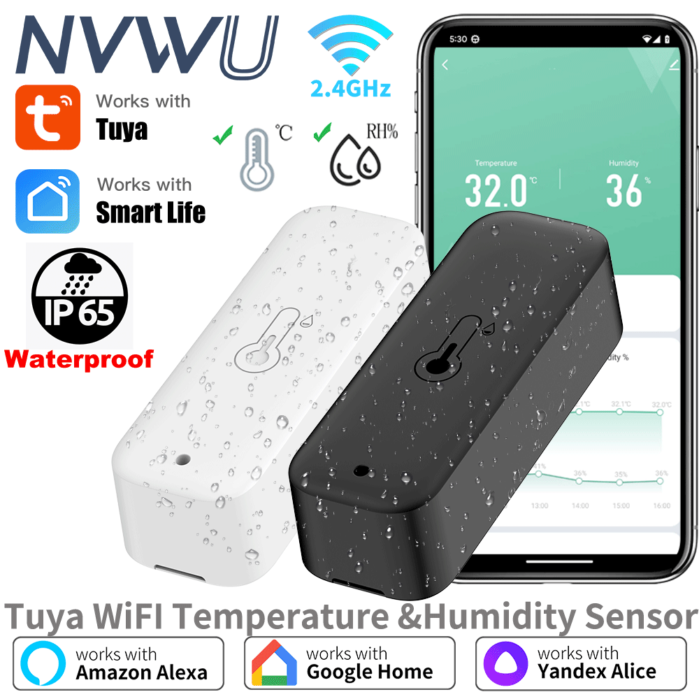 Smart Garden Arduino - Tuya WiFi 温度湿度センサー IP65 防水温度計スマートライフアプリリアルタイムモニタリング在宅勤務 Alexa