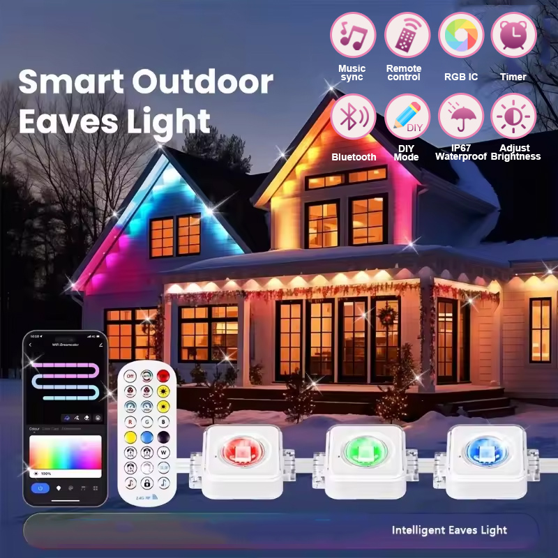 Smart Led Garden - 150フィート 100フィート 50フィート 常設屋外ライト スマートRGBIC屋外ライト 75シーンモード付き
