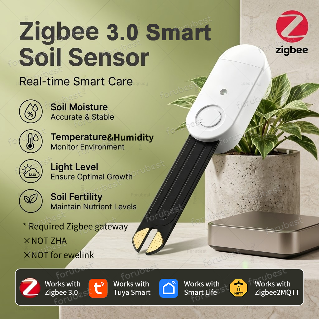 Smart Zigbee Garden Light - スマート ZigBee 土壌水分センサー 温度湿度光肥沃度計 温湿度計 ガーデンオートメーション灌漑検出器