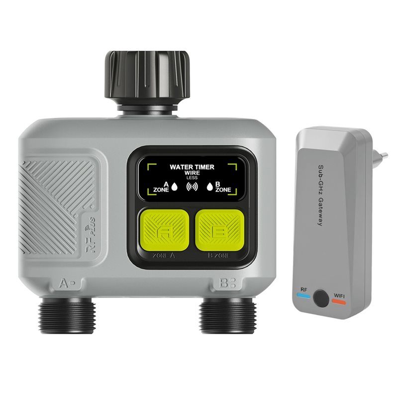 Smart Garden Zone - ALIM-Wifi スマートウォータータイマー 2 ゾーンアプリ制御ガーデン自動灌漑散水システム雨遅延機能付きゲートウェイ EU プラグ付き
