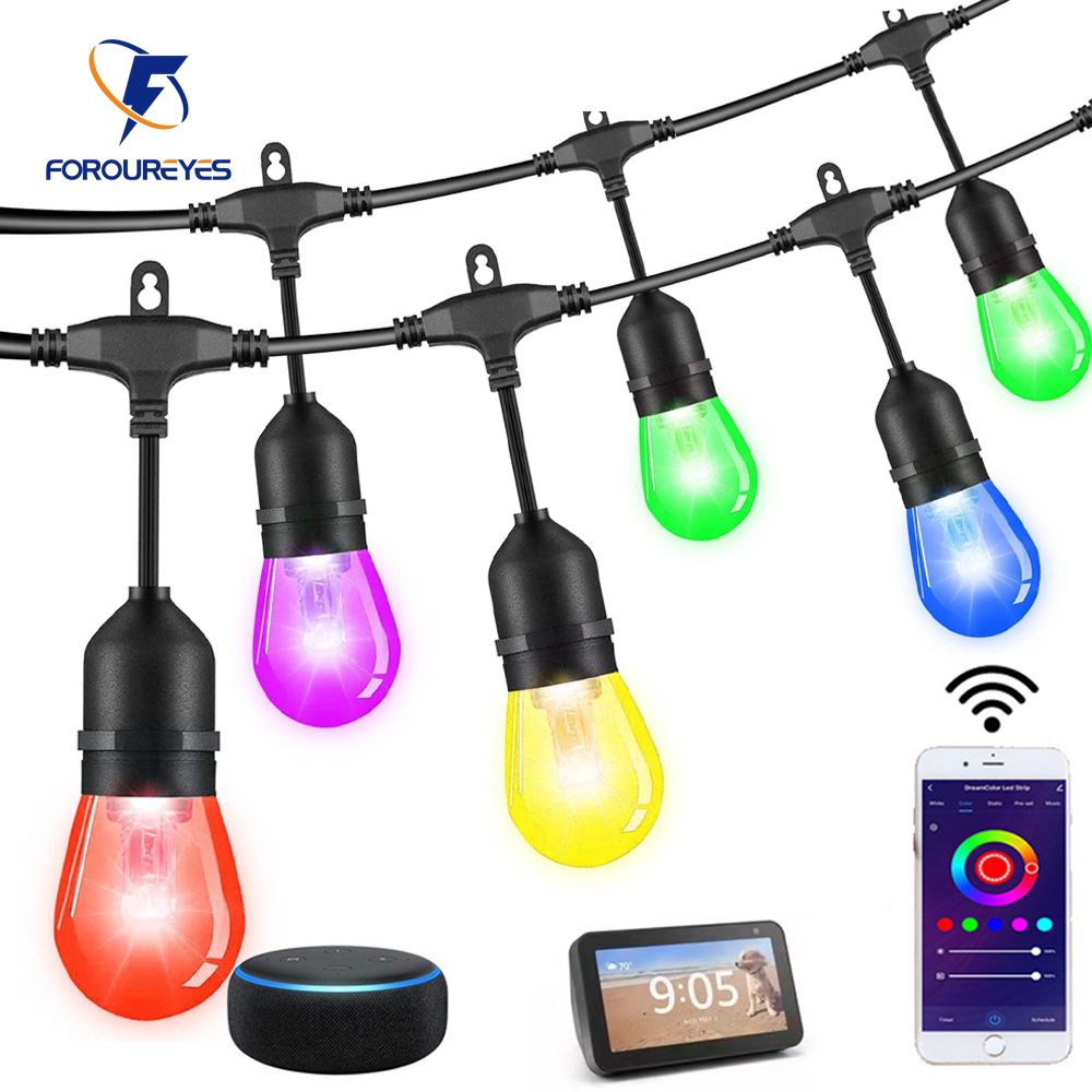 Smart Led Garden - 防水スマートLEDストリングライト,屋外,庭,結婚式の装飾,s14電球,商業グレード,wifi,tuya