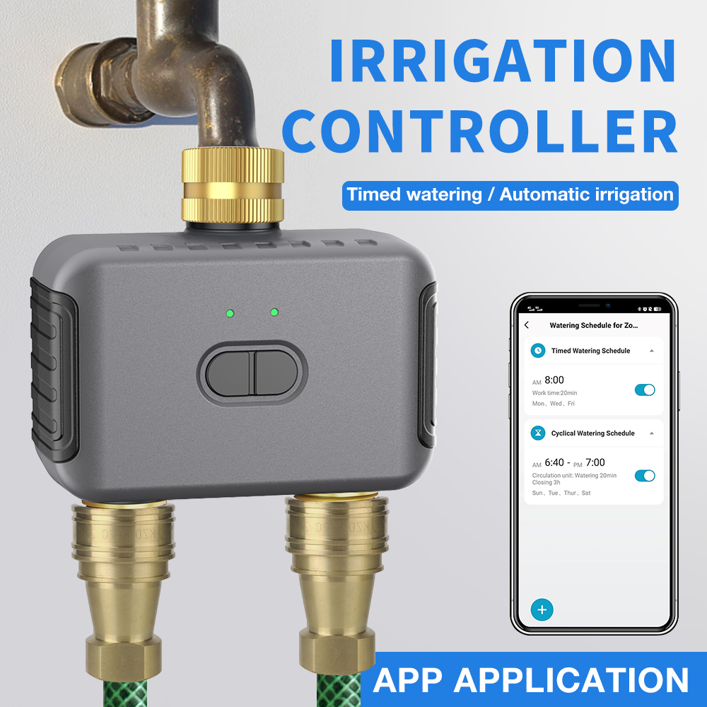 Yoocaa Smart Garden - Tuya 2 ゾーン散水タイマー庭自動灌漑コントローラー散水システム点滴スプリンクラースマートライフ Alexa Google ホーム