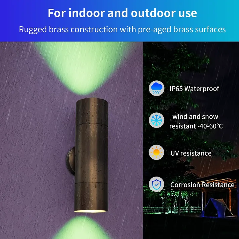 耐久性のある真鍮製屋外LEDウォールライト、IP65防水設計 - Smart Led Garden のレビューと価格