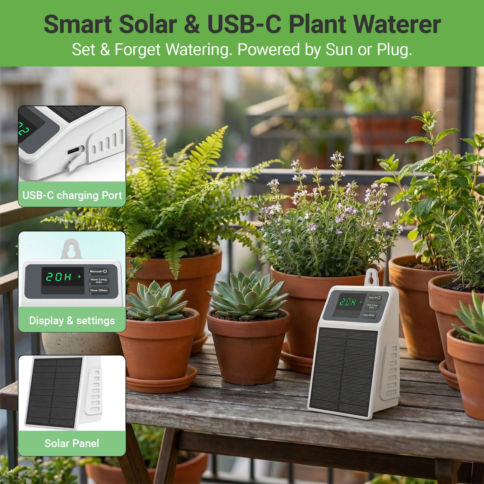 改良型ソーラー点滴灌漑システム 自動散水装置 家庭菜園、バル - Yoocaa Smart Garden のレビューと価格