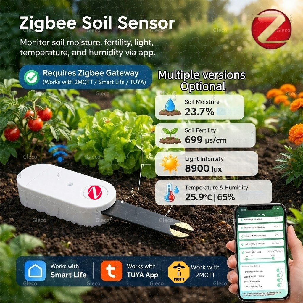Zigbee 土壌水分温度湿度センサー光肥沃度テスターメータ - Smart Zigbee Garden Light のレビューと価格