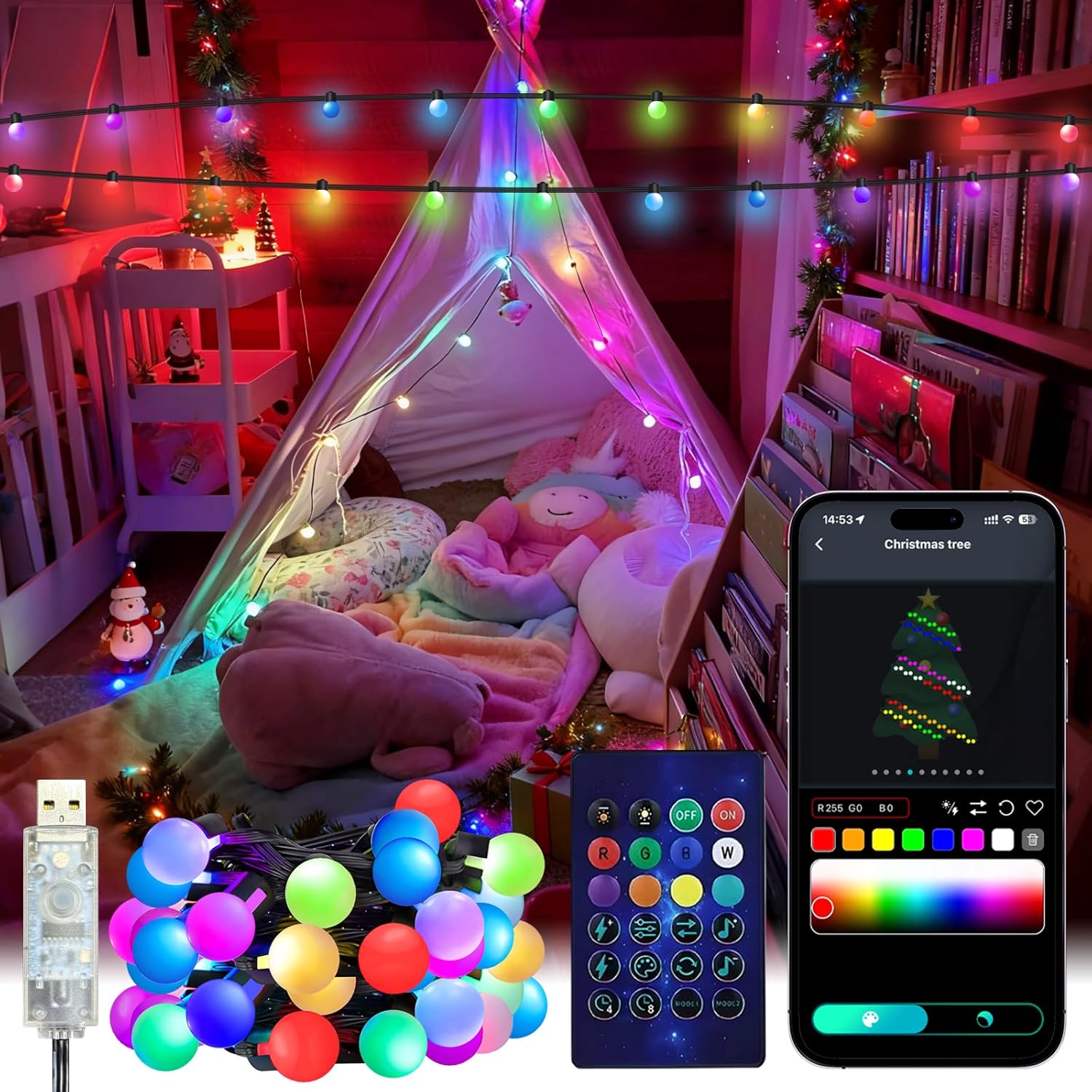 スマートグローブストリングライト 5/10M RGB カラー - Smart Led Garden のレビューと価格