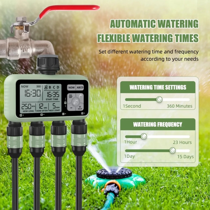デジタルガーデン散水タイマー 4口独立制御自動スプリンクラー - Yoocaa Smart Garden のレビューと価格