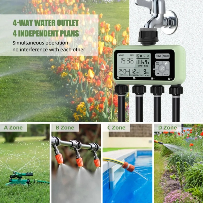 デジタルガーデン散水タイマー 4口独立制御自動スプリンクラー - Yoocaa Smart Garden のレビューと価格