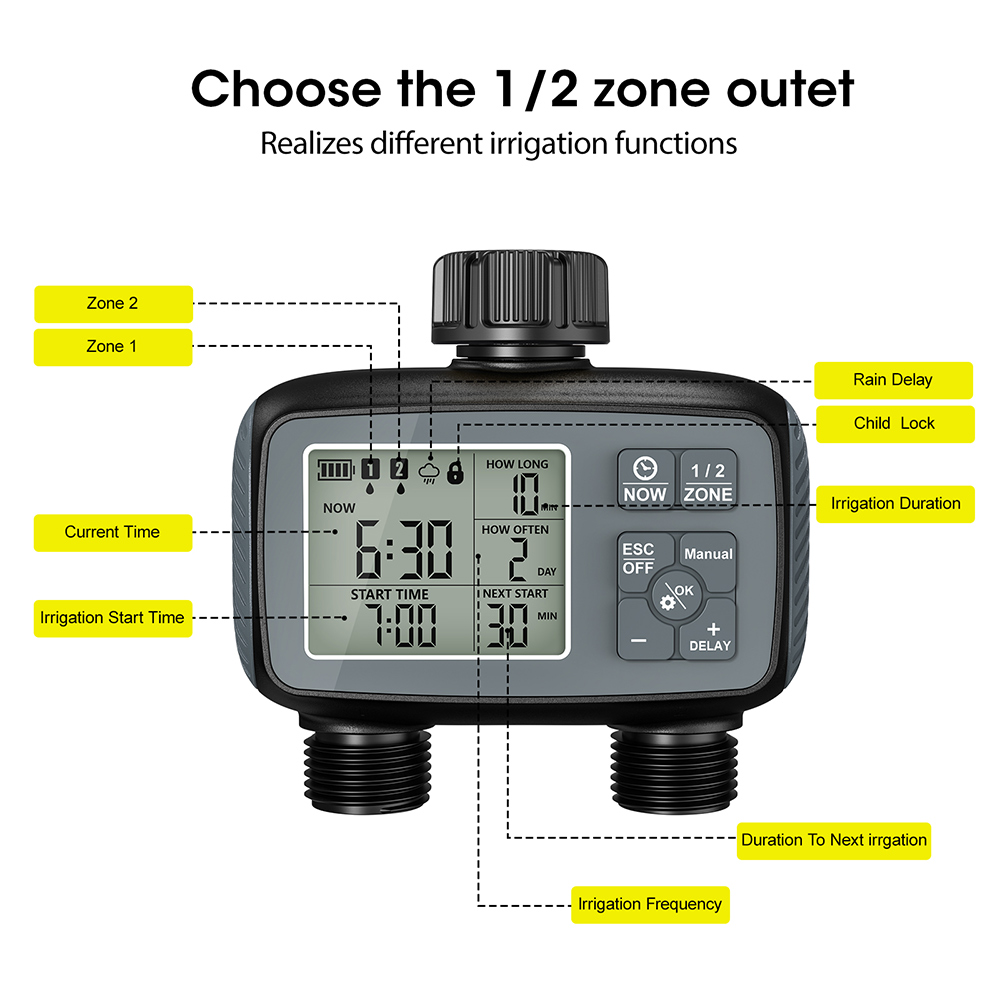 スマートウォータータイマー 2ゾーンスプリンクラータイマー  - Smart Garden Zone のレビューと価格